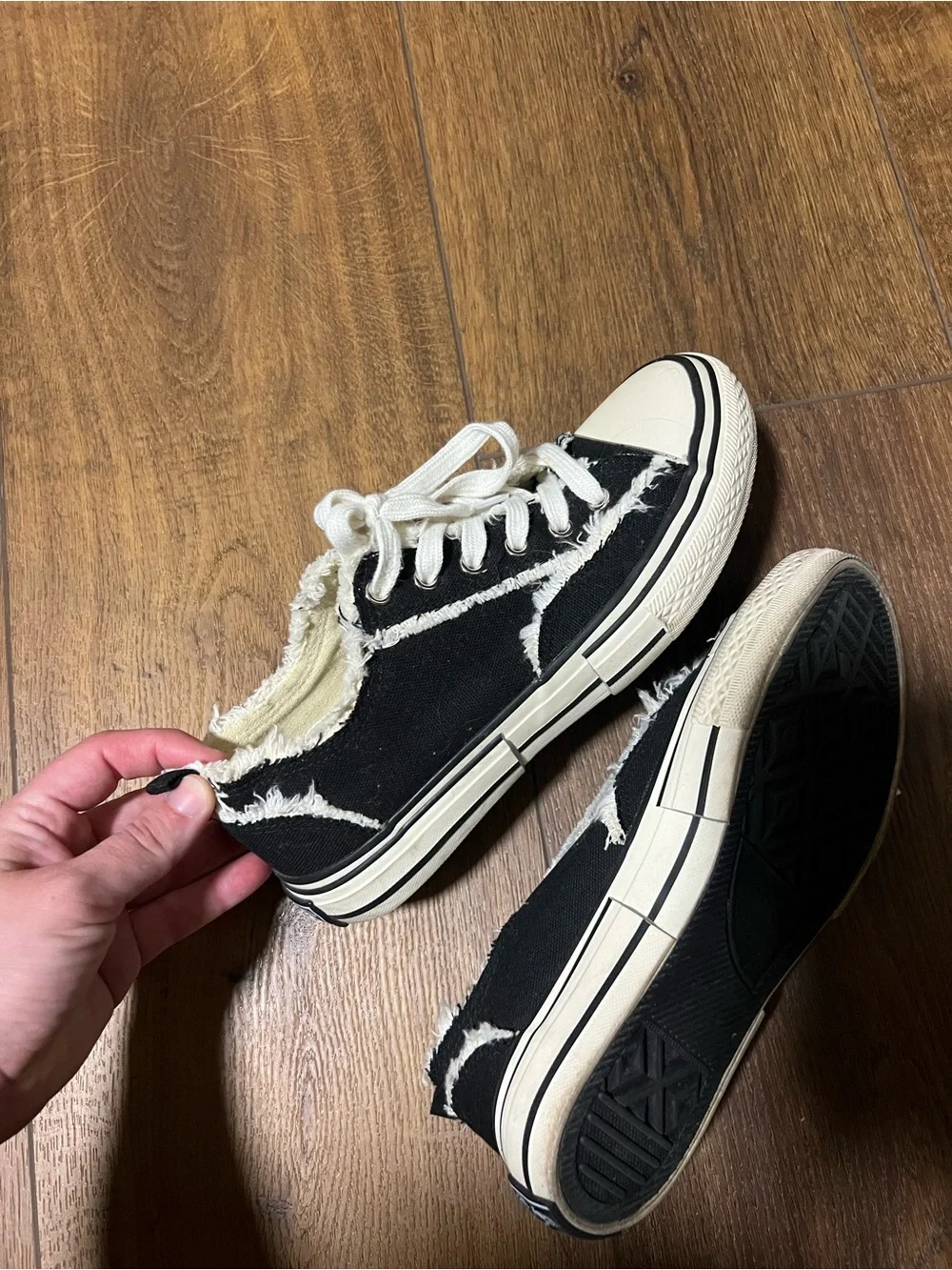 Very G Black Canvas Low-Top Sneakers with Cream Accents